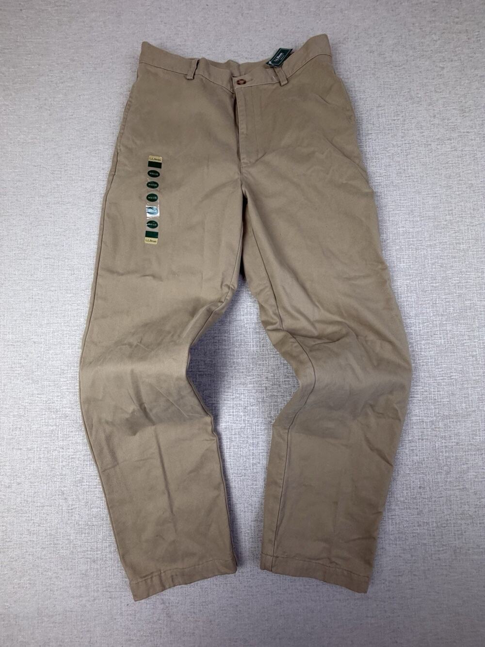 L.L.Bean Double L Chinos Mens 32x32 Dark Khaki Natural Fit Flannel Lined NWT